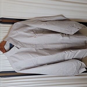 Polo Ralph Lauren Classic Fit Button Down L/S Cream/Lt. Blue Shirt, 17-6/7